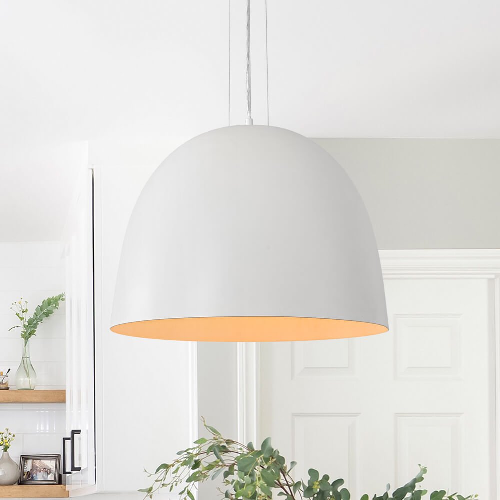 Modern 1 - Light Matte White Dome Metal Pendant - LightfixturesUAE