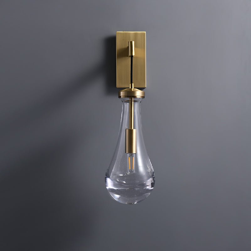 Modern 1 - Light Water - Drop Clear Glass Metal Wall Sconce - LightfixturesUAE