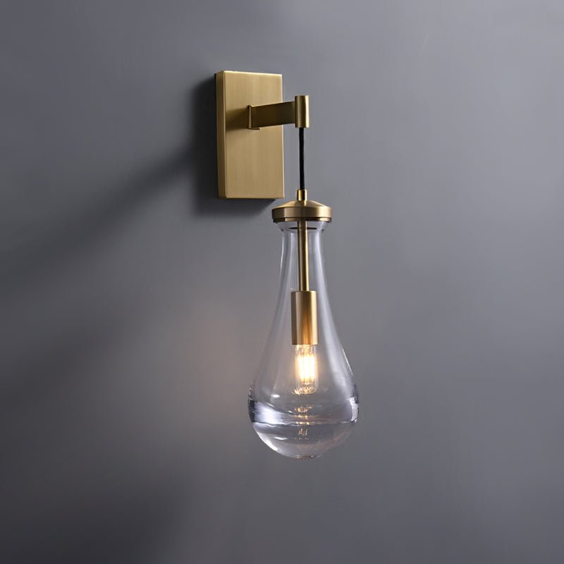 Modern 1 - Light Water - Drop Clear Glass Metal Wall Sconce - LightfixturesUAE