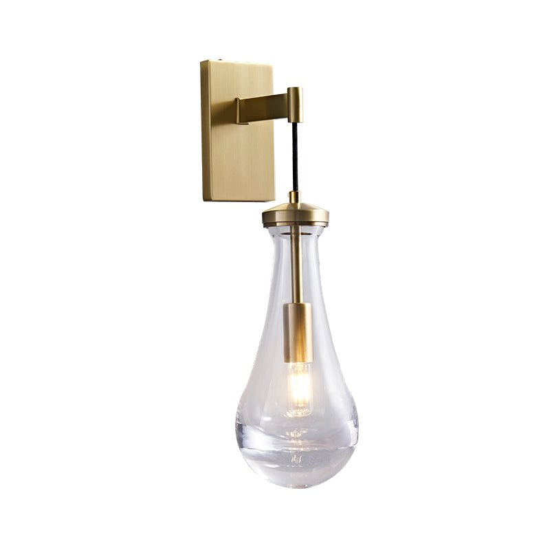 Modern 1 - Light Water - Drop Clear Glass Metal Wall Sconce - LightfixturesUAE