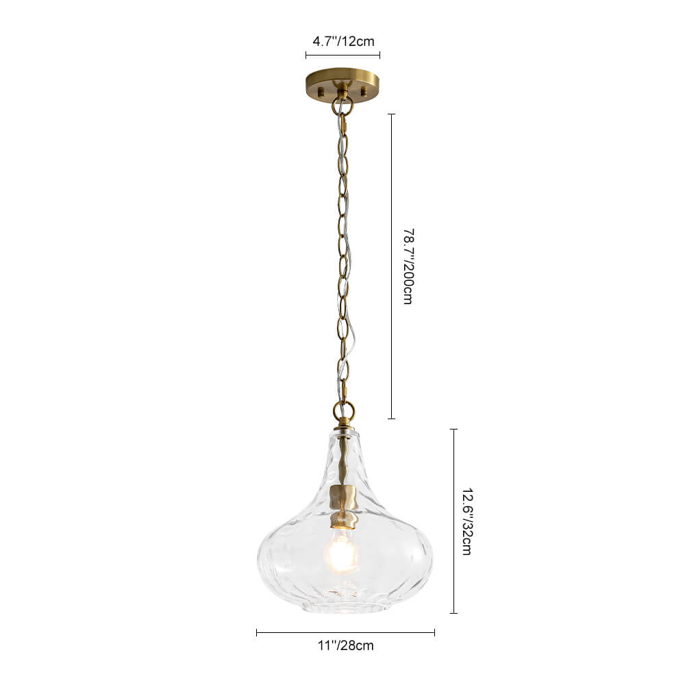 Modern 1 - Light Water Pattern Clear Glass Pendant - LightfixturesUAE