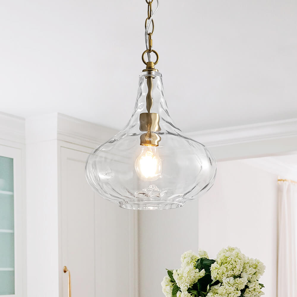 Modern 1 - Light Water Pattern Clear Glass Pendant - LightfixturesUAE
