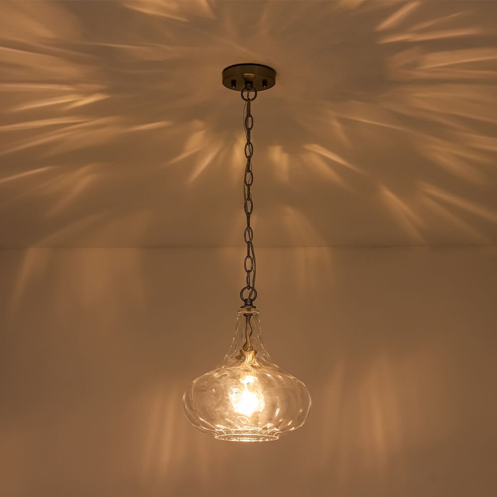 Modern 1 - Light Water Pattern Clear Glass Pendant - LightfixturesUAE