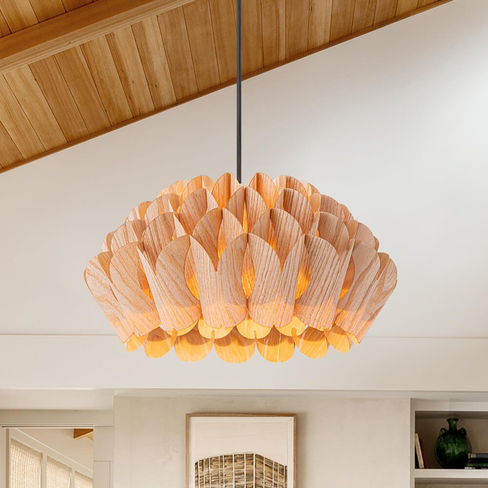 Modern 1 - Light Wood Grain Pine Cone Shape Pendant Light (Pre - sale order) - LightfixturesUAE