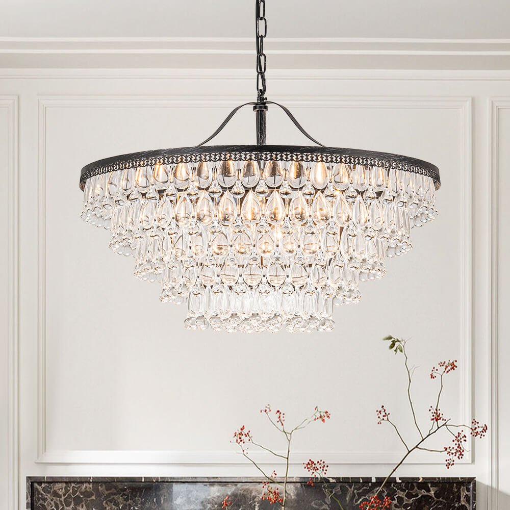 Modern 11 - light Teardrop - Shaped Crystal Chandelier - LightfixturesUAE