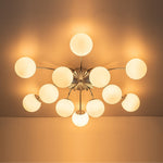 Modern 12 - Light Opal Glass Globe Chandelier - LightfixturesUAE