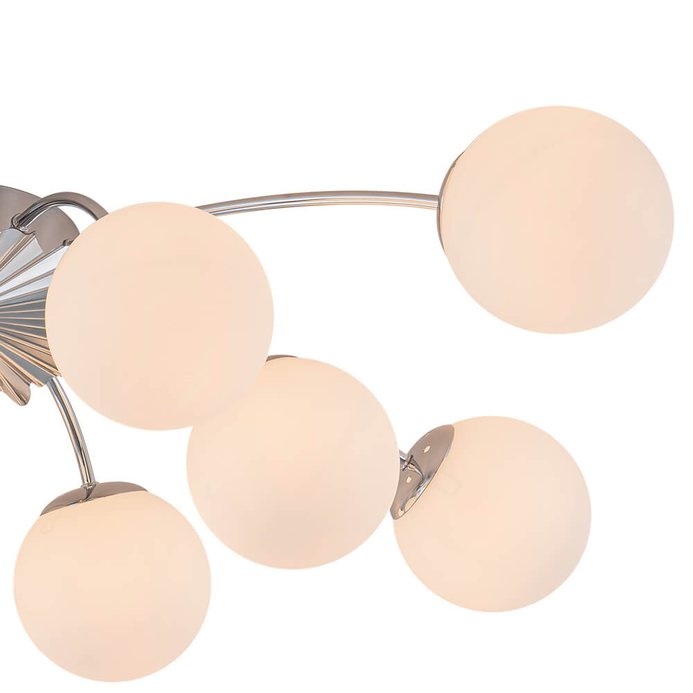 Modern 12 - Light Opal Glass Globe Chandelier - LightfixturesUAE