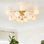 Modern 12 - Light Opal Glass Globe Chandelier - LightfixturesUAE
