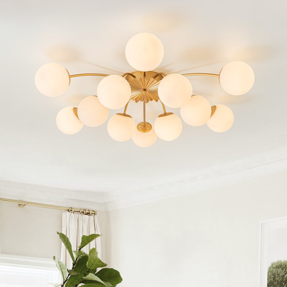 Modern 12 - Light Opal Glass Globe Chandelier - LightfixturesUAE