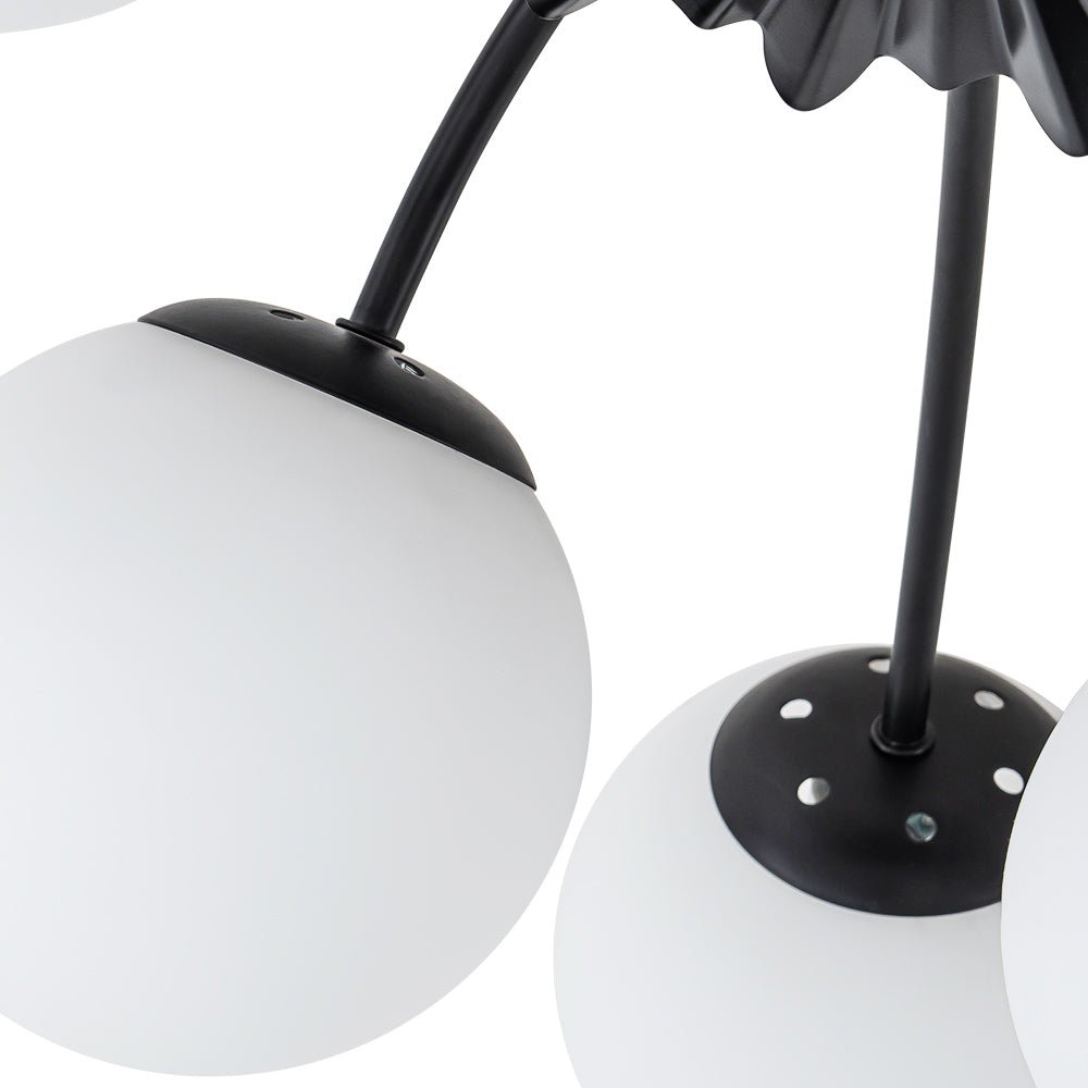 Modern 12 - Light Opal Glass Globe Chandelier - LightfixturesUAE