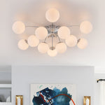 Modern 12 - Light Opal Glass Globe Chandelier - LightfixturesUAE