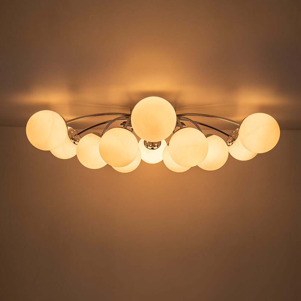 Modern 12 - Light Opal Glass Globe Chandelier - LightfixturesUAE