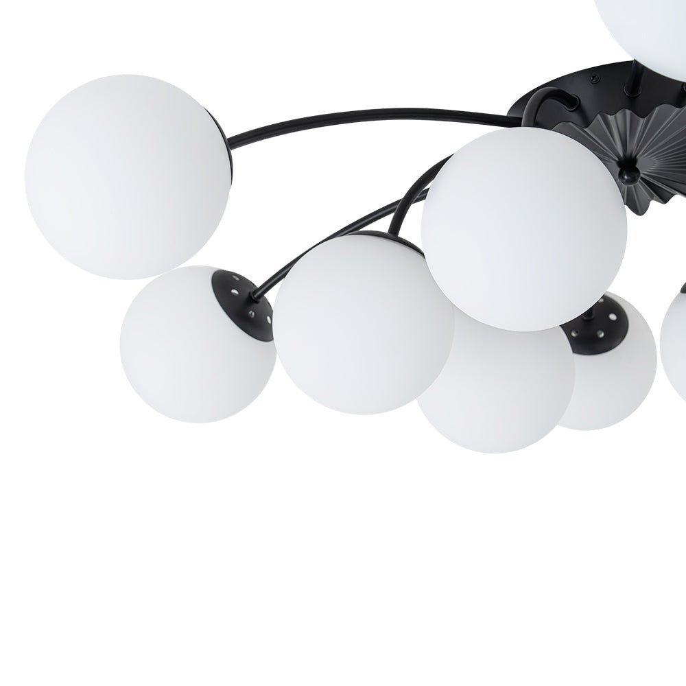 Modern 12 - Light Opal Glass Globe Chandelier - LightfixturesUAE
