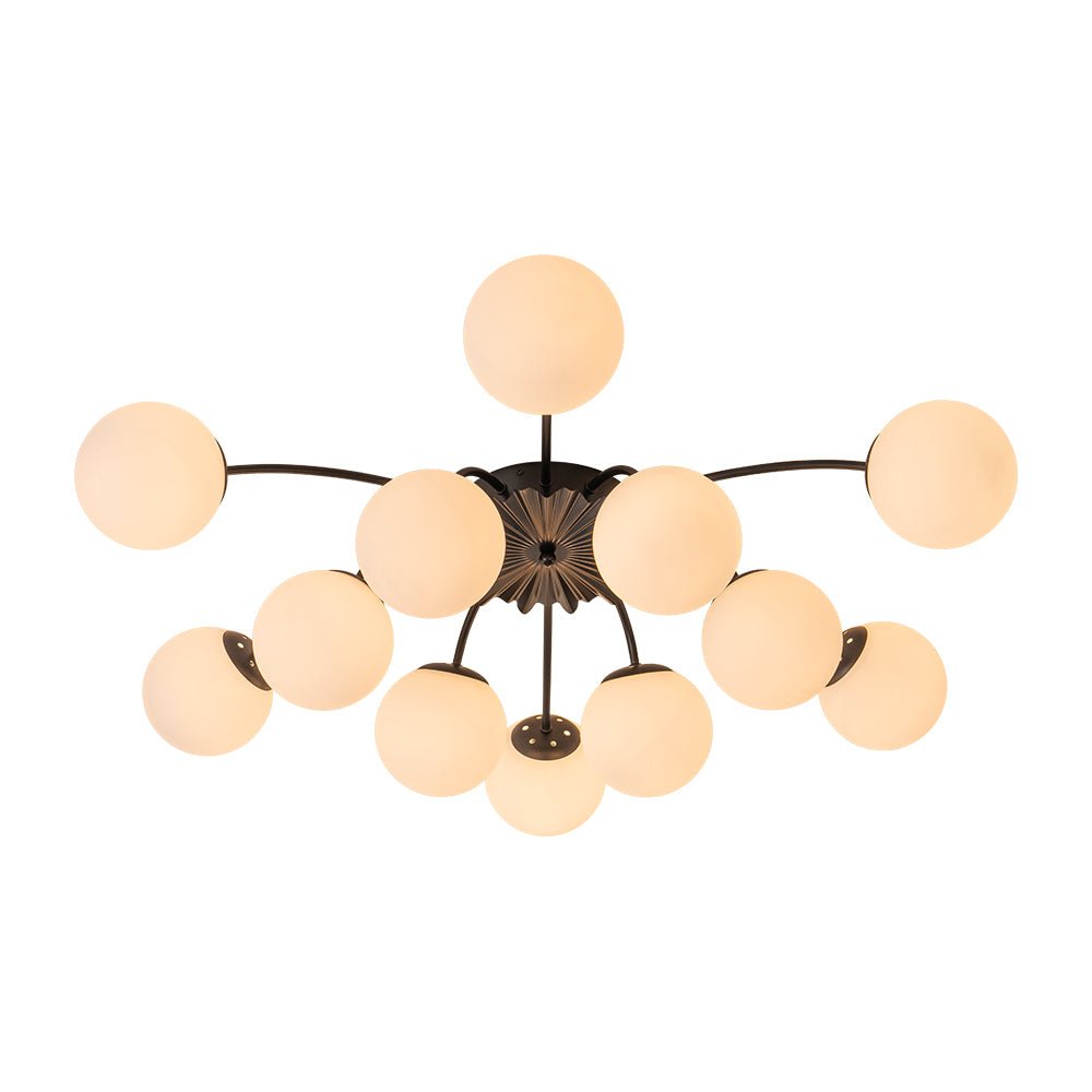 Modern 12 - Light Opal Glass Globe Chandelier - LightfixturesUAE