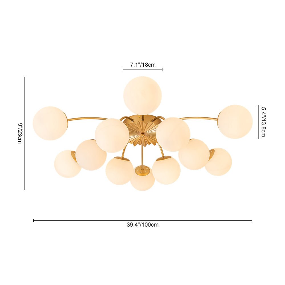 Modern 12 - Light Opal Glass Globe Chandelier - LightfixturesUAE