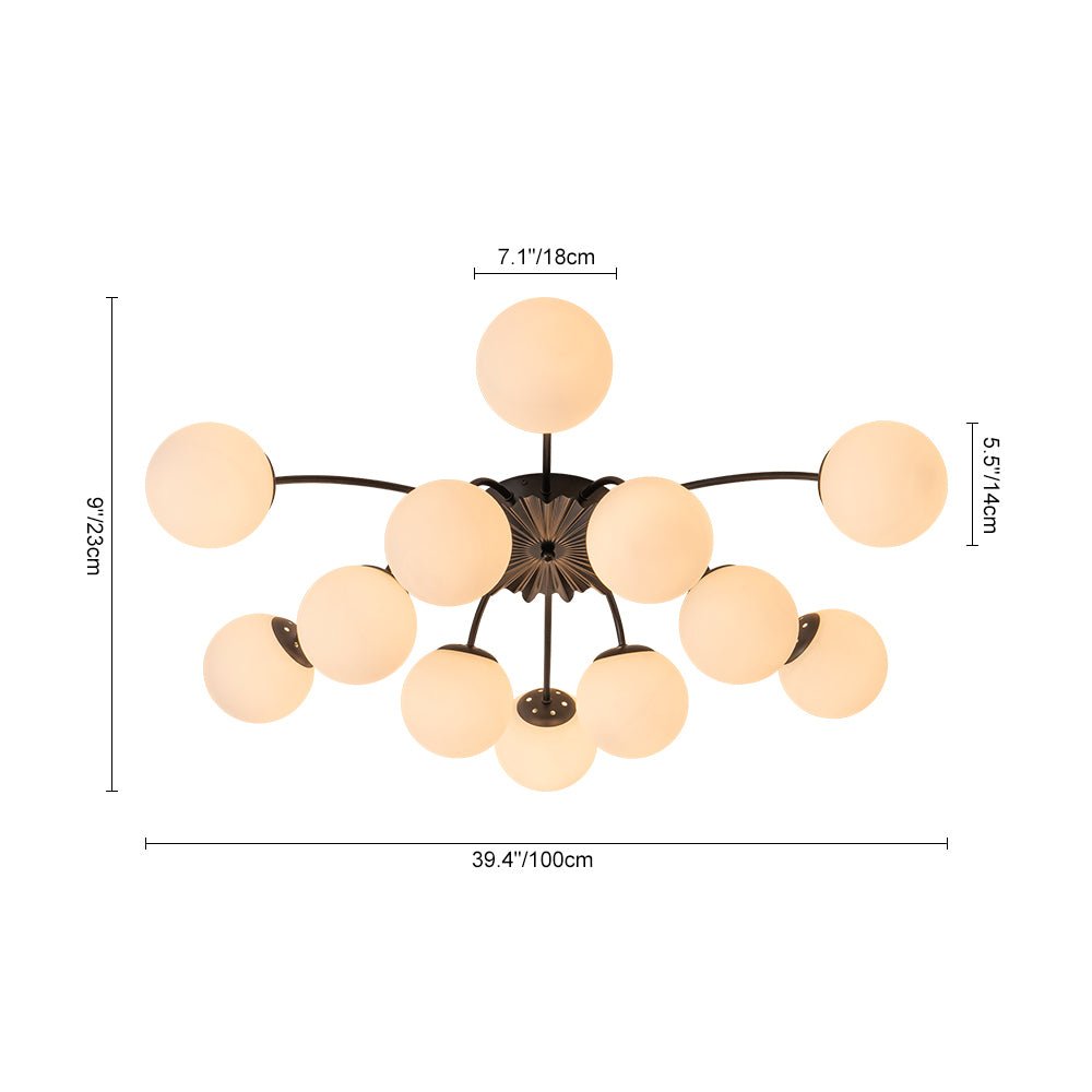 Modern 12 - Light Opal Glass Globe Chandelier - LightfixturesUAE