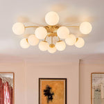 Modern 12 - Light Opal Glass Globe Chandelier - LightfixturesUAE