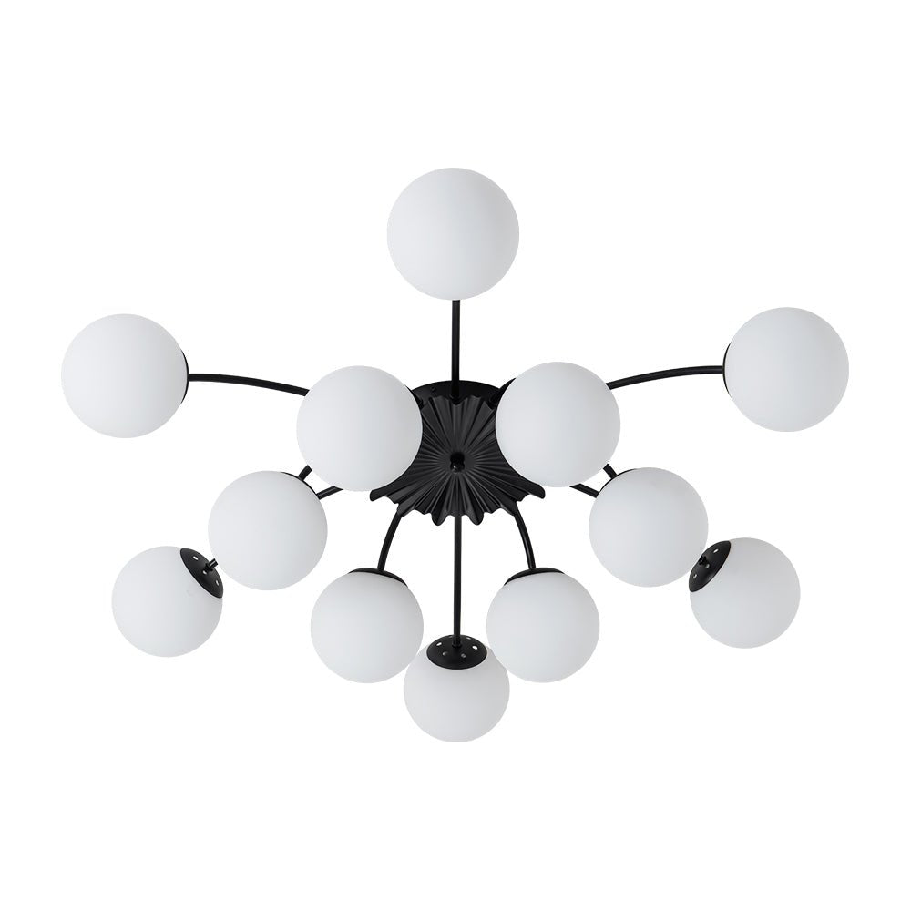 Modern 12 - Light Opal Glass Globe Chandelier - LightfixturesUAE