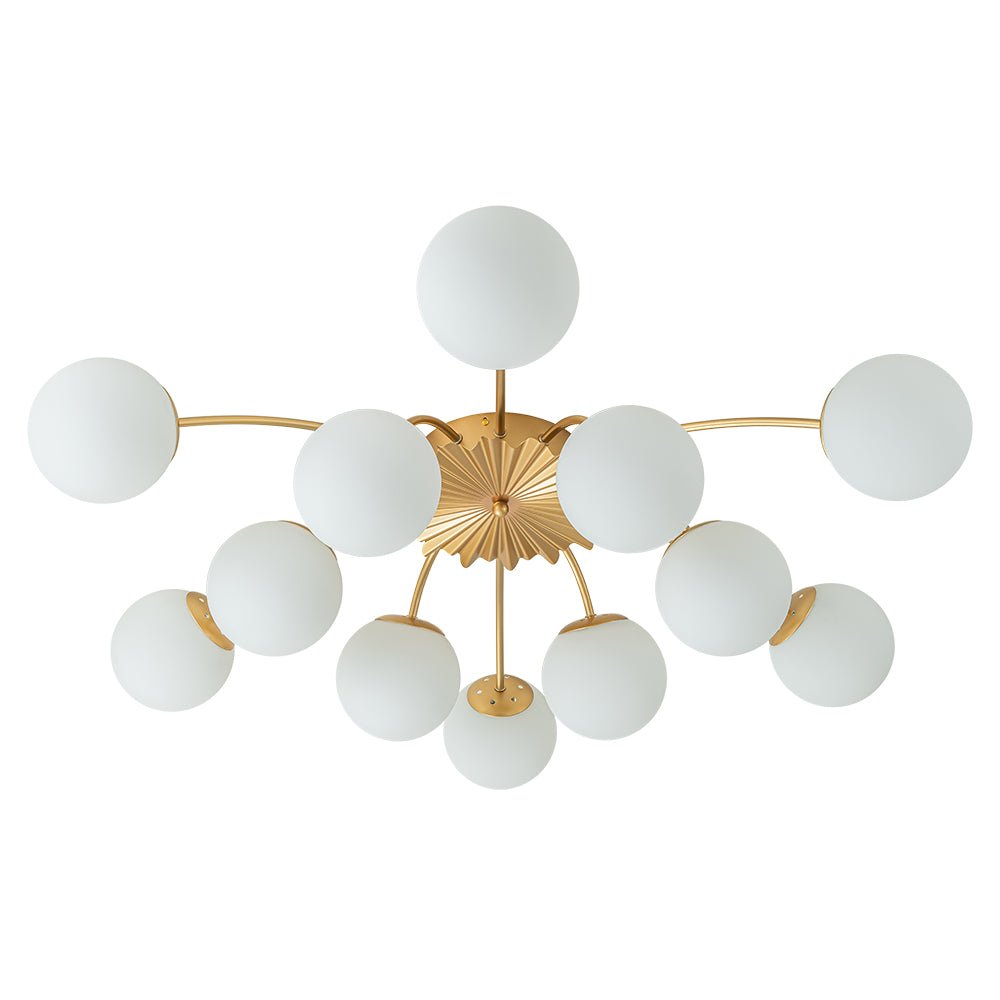 Modern 12 - Light Opal Glass Globe Chandelier - LightfixturesUAE