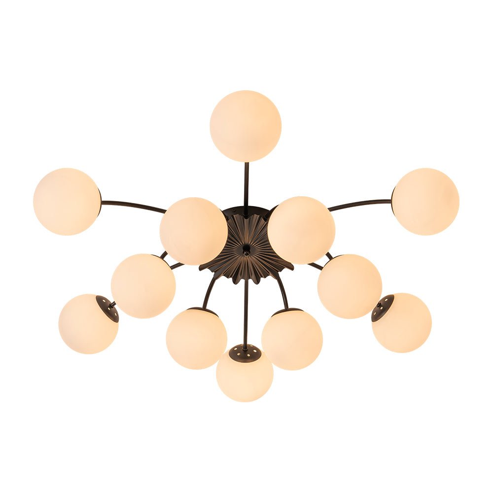 Modern 12 - Light Opal Glass Globe Chandelier - LightfixturesUAE