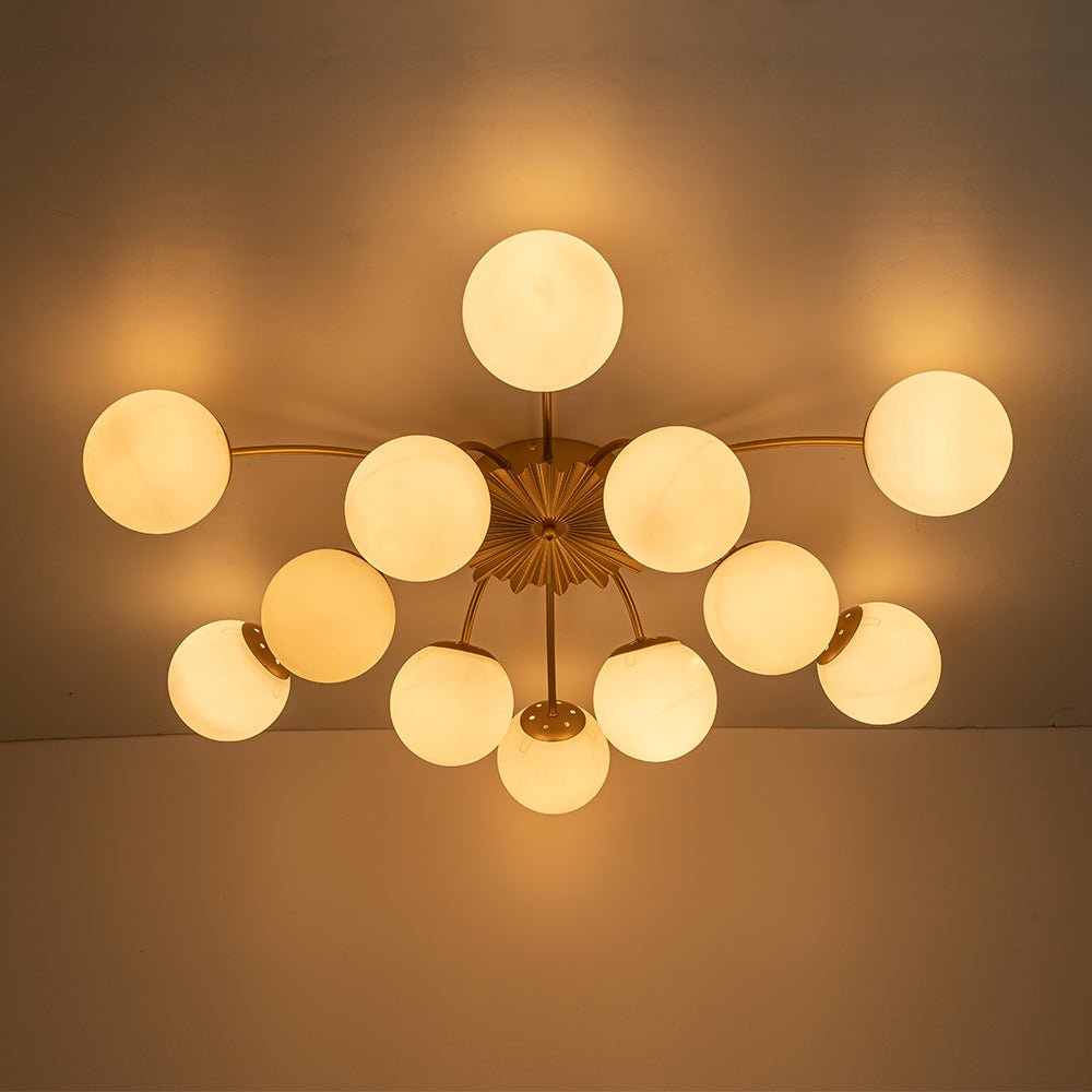 Modern 12 - Light Opal Glass Globe Chandelier - LightfixturesUAE