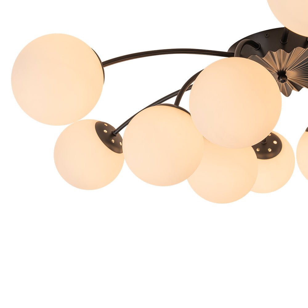 Modern 12 - Light Opal Glass Globe Chandelier - LightfixturesUAE