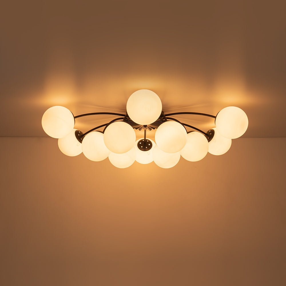 Modern 12 - Light Opal Glass Globe Chandelier - LightfixturesUAE