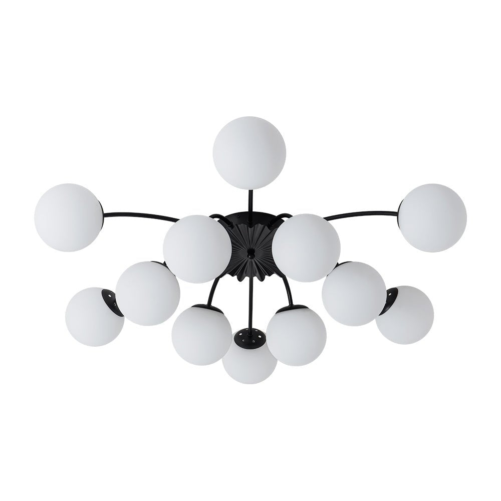 Modern 12 - Light Opal Glass Globe Chandelier - LightfixturesUAE