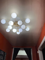 Modern 12 - Light Opal Glass Globe Chandelier - LightfixturesUAE