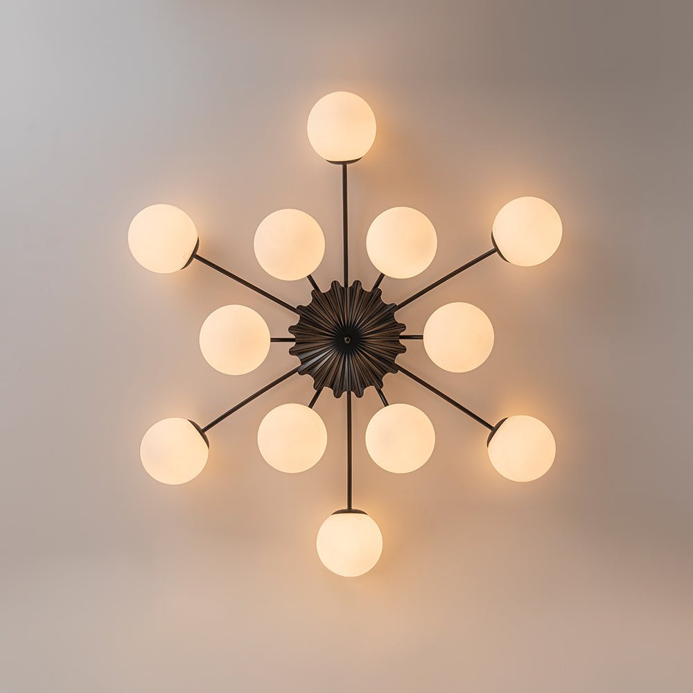 Modern 12 - Light Opal Glass Globe Chandelier - LightfixturesUAE
