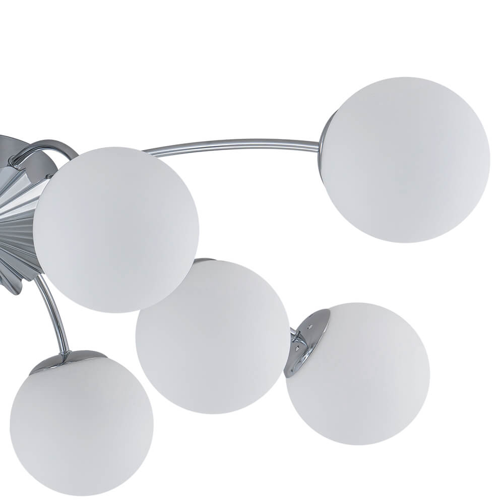 Modern 12 - Light Opal Glass Globe Chandelier - LightfixturesUAE