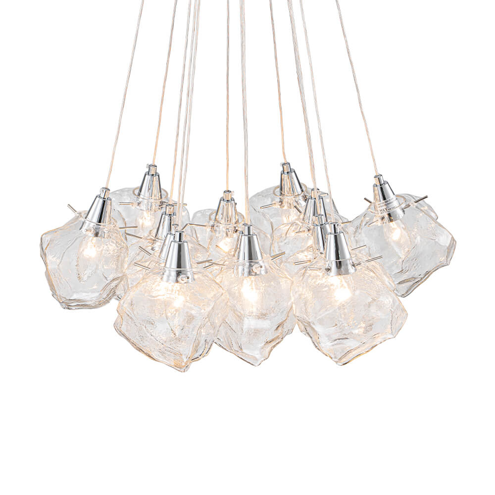 Modern 13 - Light Chrome Ice Cube Glass Chandelier - LightfixturesUAE