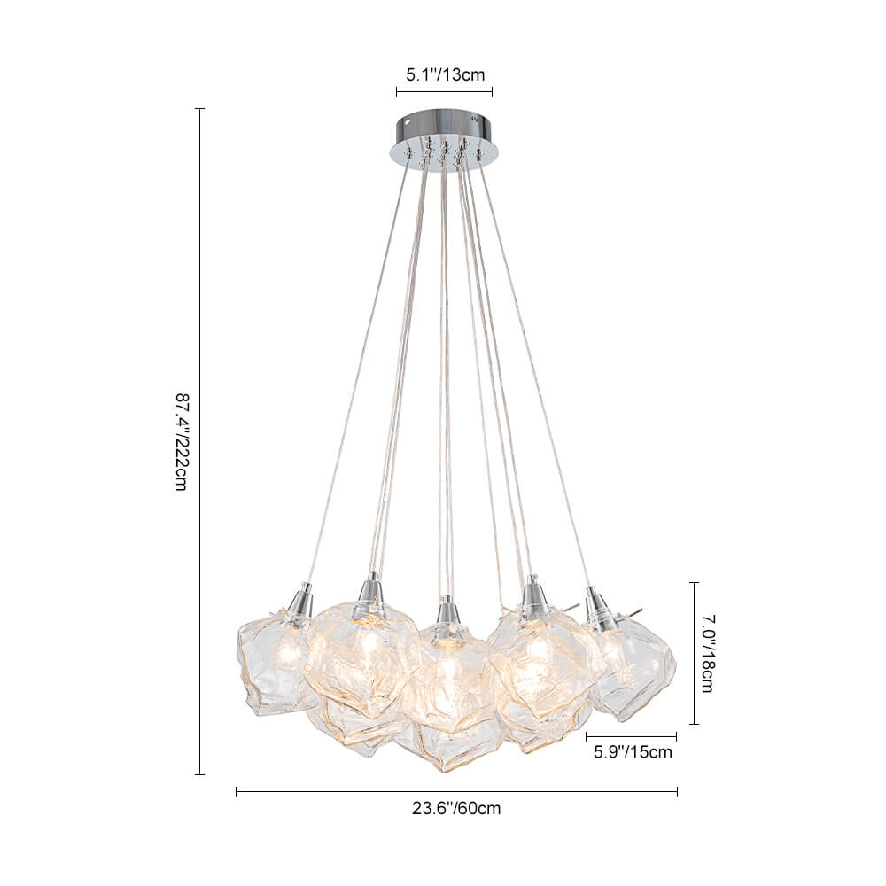 Modern 13 - Light Chrome Ice Cube Glass Chandelier - LightfixturesUAE