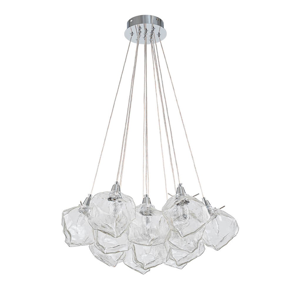 Modern 13 - Light Chrome Ice Cube Glass Chandelier - LightfixturesUAE