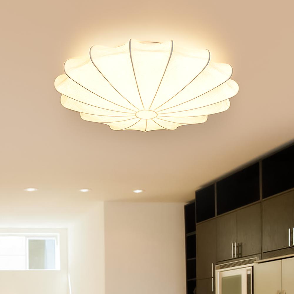 Modern 1/3 - Light Soft White Silk Flush Mount Ceiling Lamp - LightfixturesUAE