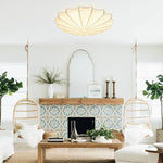 Modern 1/3 - Light Soft White Silk Flush Mount Ceiling Lamp - LightfixturesUAE