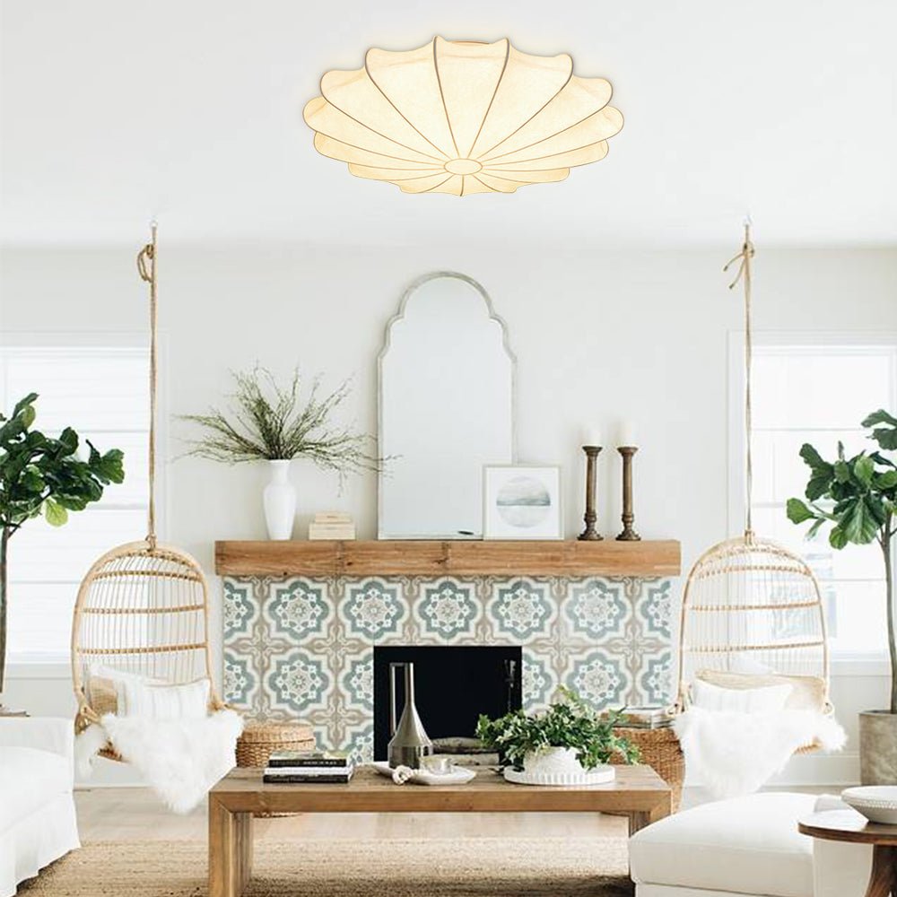 Modern 1/3 - Light Soft White Silk Flush Mount Ceiling Lamp - LightfixturesUAE