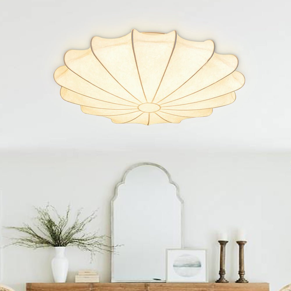 Modern 1/3 - Light Soft White Silk Flush Mount Ceiling Lamp - LightfixturesUAE