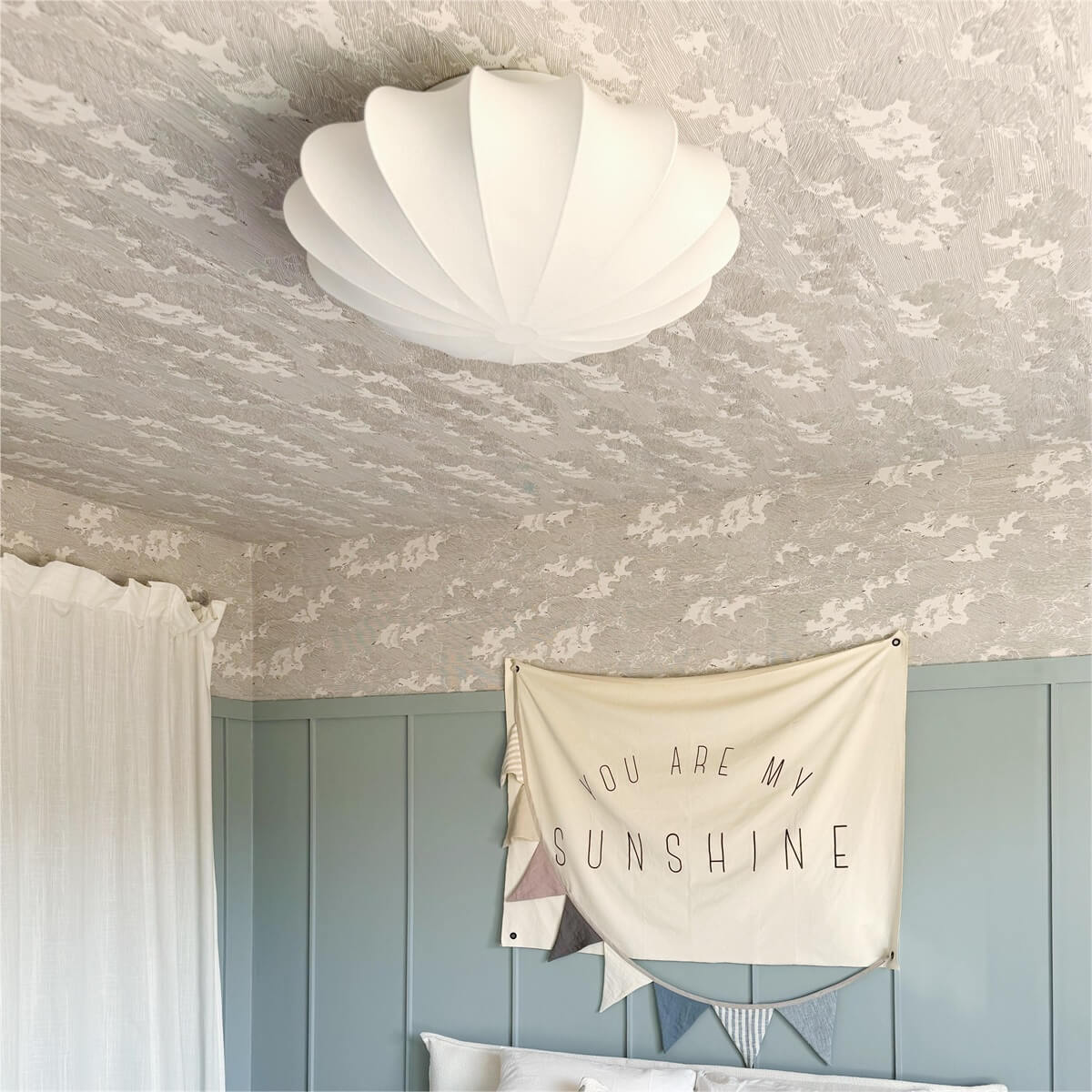 Modern 1/3 - Light Soft White Silk Flush Mount Ceiling Lamp - LightfixturesUAE