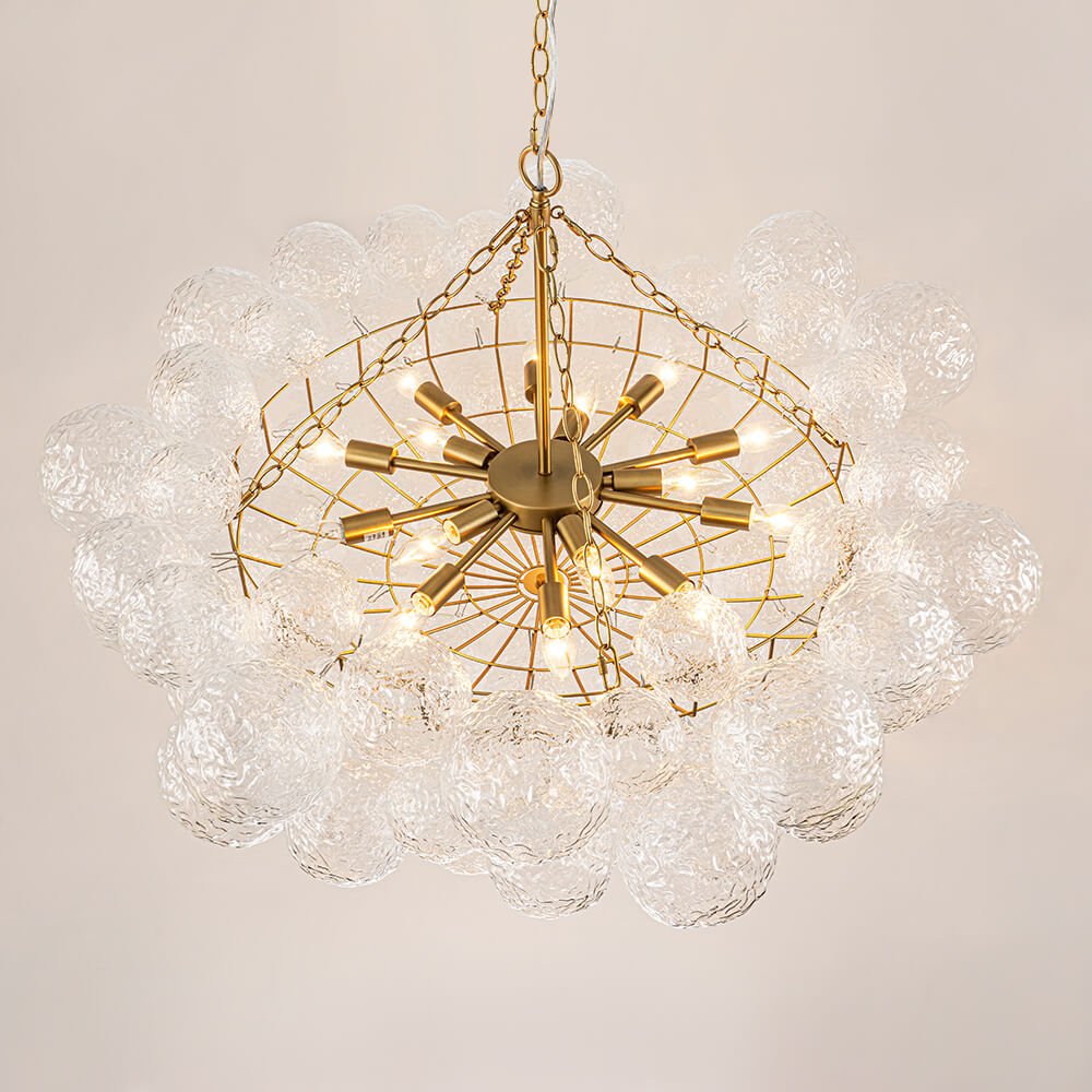 Modern 15 - Light Cluster Water Ripple Glass Bubble Chandelier - LightfixturesUAE