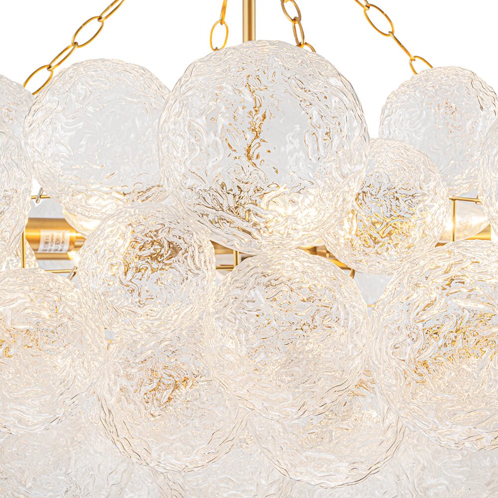 Modern 15 - Light Cluster Water Ripple Glass Bubble Chandelier - LightfixturesUAE