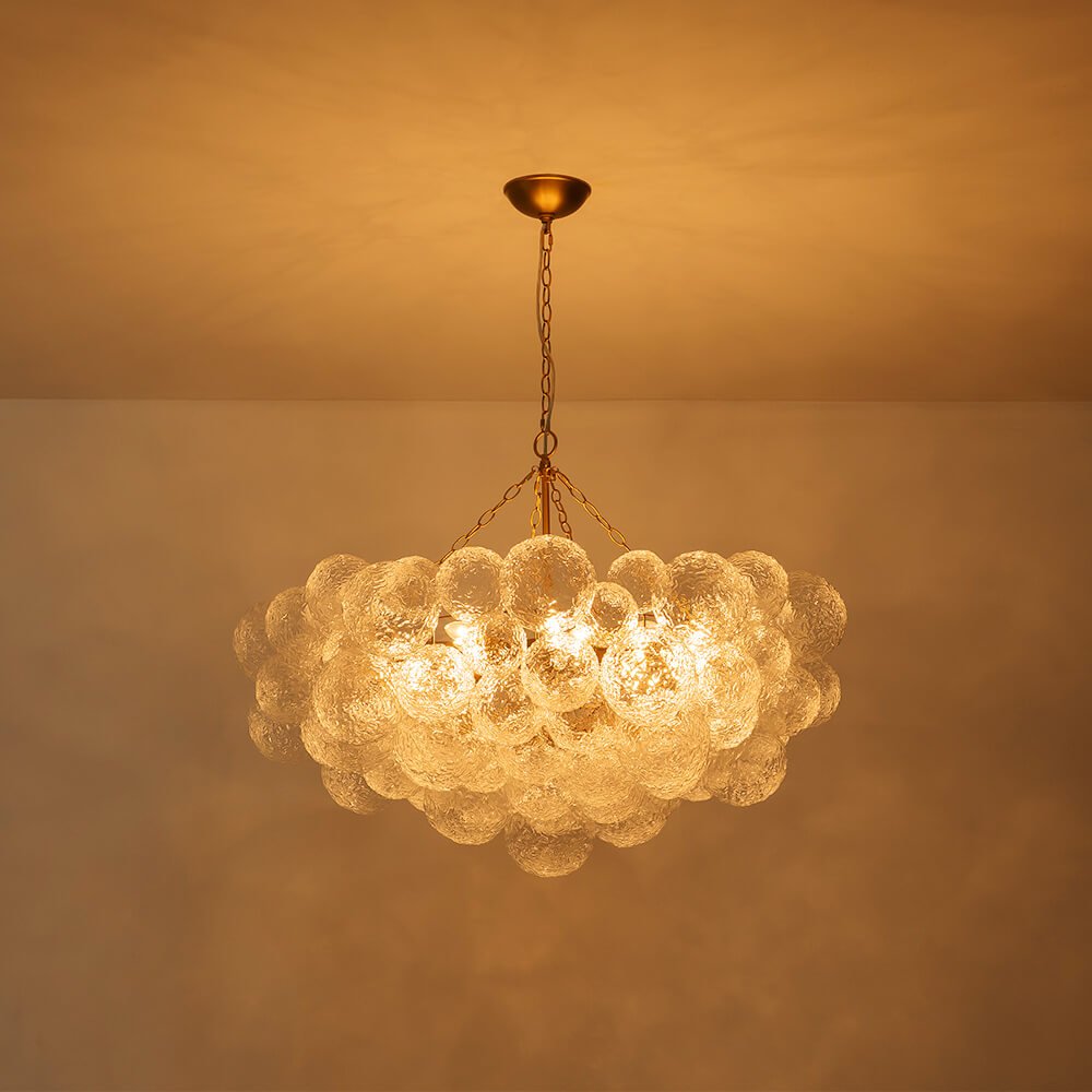 Modern 15 - Light Cluster Water Ripple Glass Bubble Chandelier - LightfixturesUAE