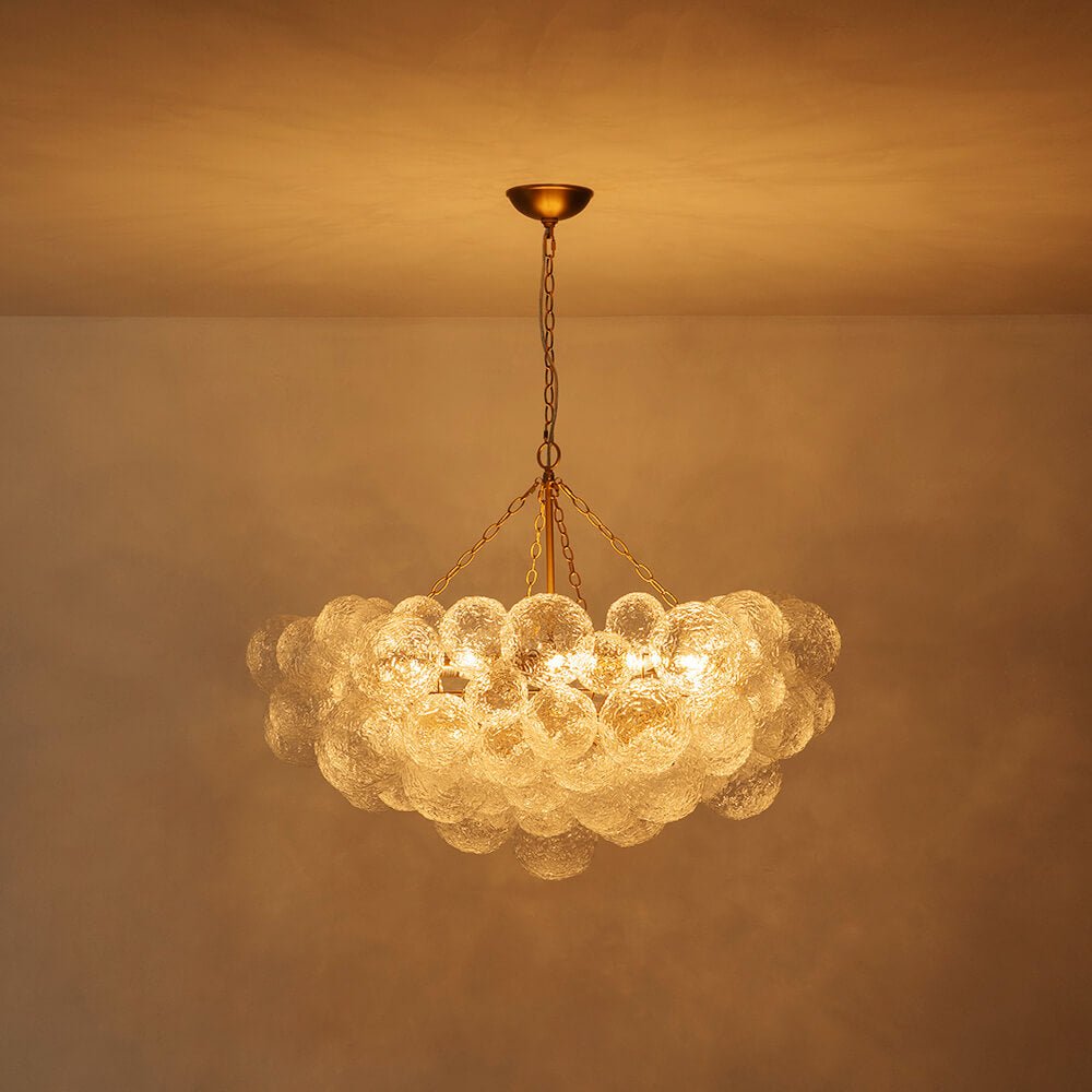 Modern 15 - Light Cluster Water Ripple Glass Bubble Chandelier - LightfixturesUAE