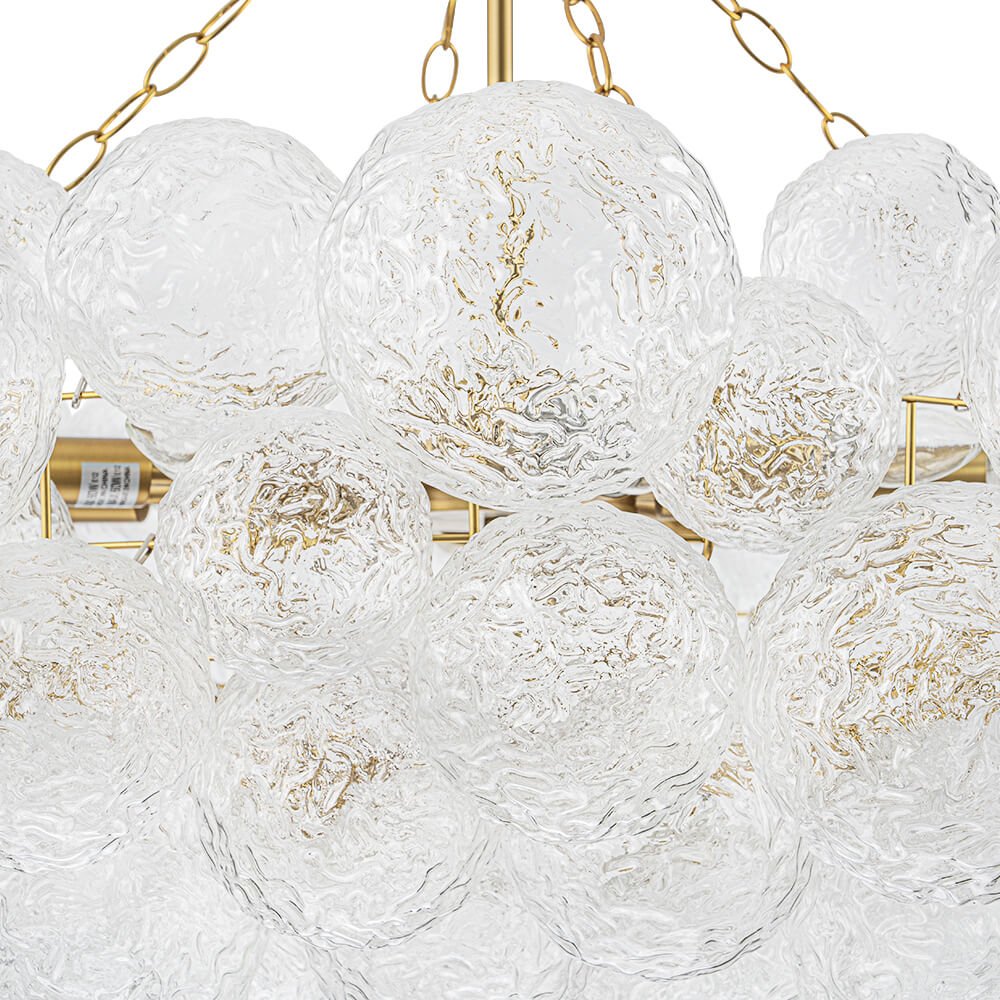 Modern 15 - Light Cluster Water Ripple Glass Bubble Chandelier - LightfixturesUAE