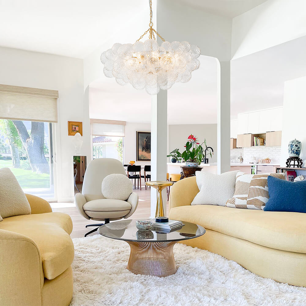 Modern 15 - Light Cluster Water Ripple Glass Bubble Chandelier - LightfixturesUAE