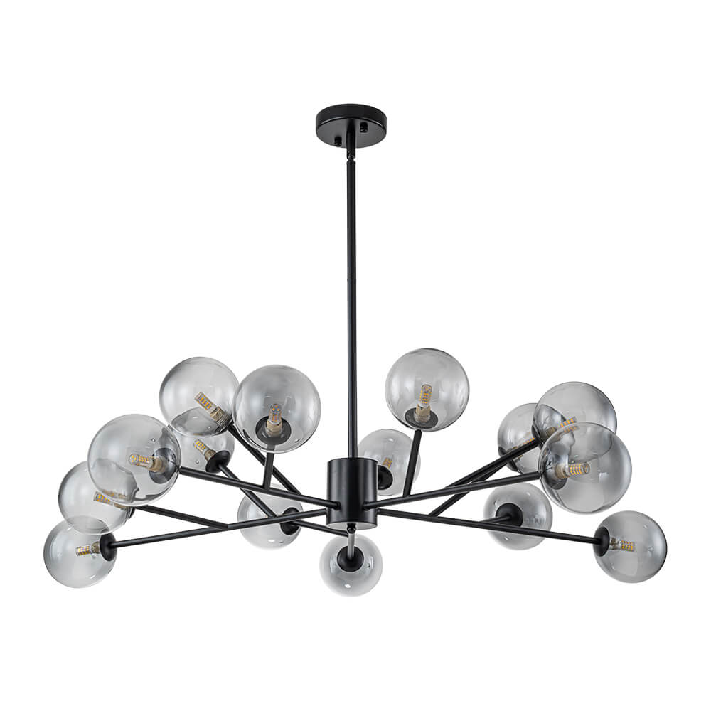 Modern 15 - Light Smoked Gradient Glass Globe Chandelier - LightfixturesUAE
