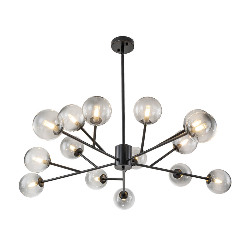 Modern 15 - Light Smoked Gradient Glass Globe Chandelier - LightfixturesUAE