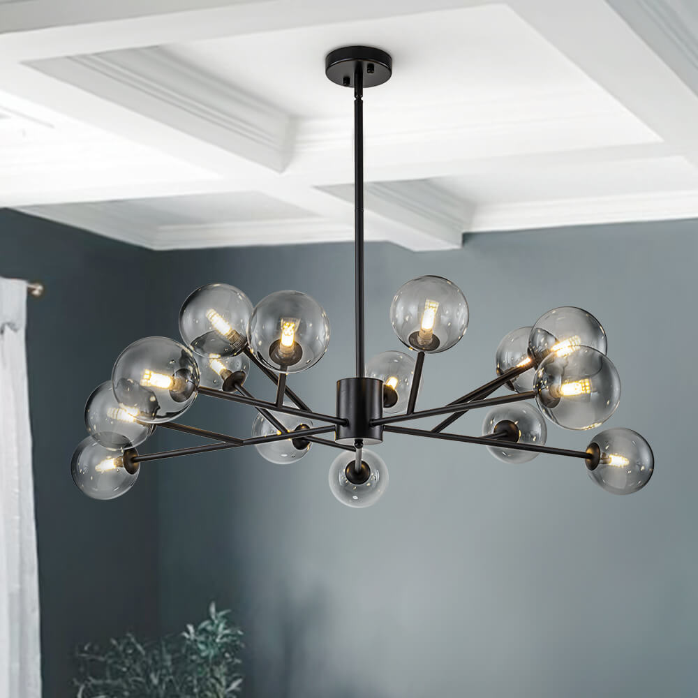 Modern 15 - Light Smoked Gradient Glass Globe Chandelier - LightfixturesUAE