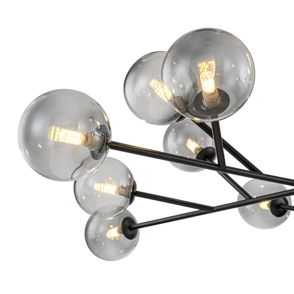 Modern 15 - Light Smoked Gradient Glass Globe Chandelier - LightfixturesUAE