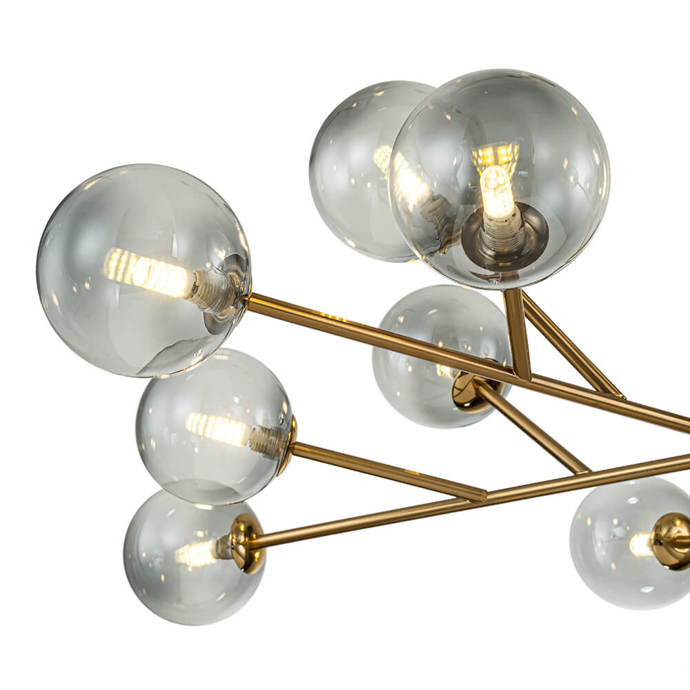 Modern 15 - Light Smoked Gradient Glass Globe Chandelier - LightfixturesUAE